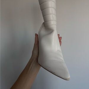 Princess Polly white moto heel boots